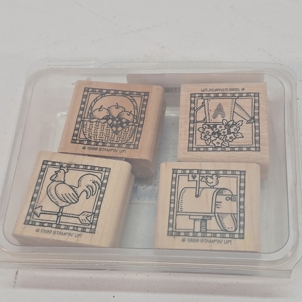 Stampin' Up! Country Collection Wood Mount Stamps Set Of 4